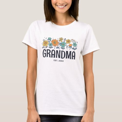 Grandma Vintage Floral Cute Groovy Flower Custom T_Shirt