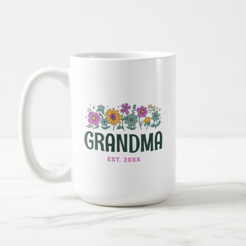 Grandma Vintage Floral Groovy Flower Personalized Coffee Mug