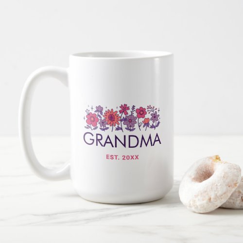 Grandma Vintage Floral Groovy Retro Custom Flower Coffee Mug