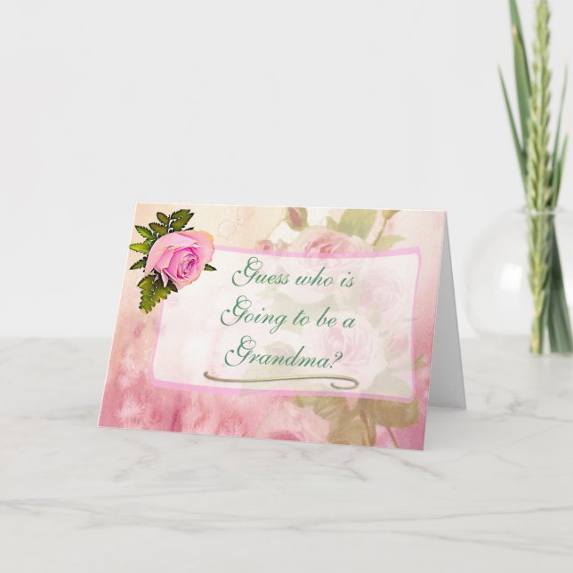 Grandma Vintage Rose Baby Announcement Card (Front)
