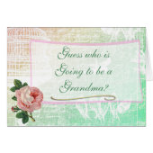 Grandma Vintage Rose Baby Announcement Card (Front Horizontal)