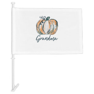 Grandma Watercolor Pumpkin Fall Thanksgiving Hallo Car Flag