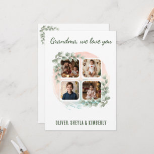 Grandma we love you 6 Photo Collage Eucalyptus Card