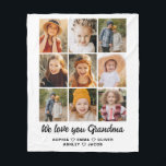 Grandma We love you 9 photo collage Fleece Blanket<br><div class="desc">The Grandma 8-Photo Personalized Custom Text Gift Fleece Blanket is a heartwarming and unique way to show Grandma your love. Featuring a collage of eight cherished family photos, this blanket is personalized with custom text to create a one-of-a-kind keepsake. Made from soft, cozy fleece, it provides both warmth and a...</div>
