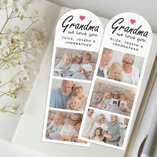 Grandma we love you custom 6 photo collage & Names Bookmarks