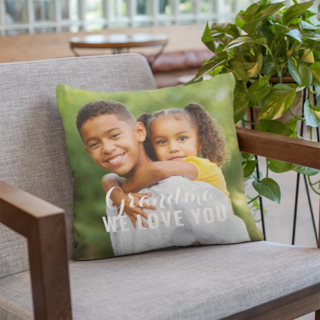 Grandma We Love You Custom Mothers Day Photo Throw Pillow (Creator Uploaded)