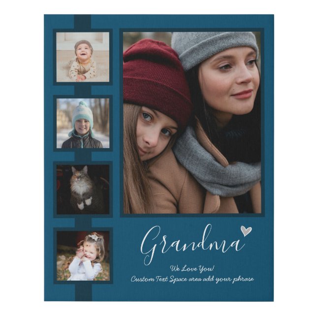 Grandma We Love You Custom Sentiment Photo Collage Faux Canvas Print (Front)