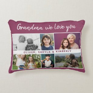 Grandma we love you Grandchildren 6 Photo Collage Accent Pillow