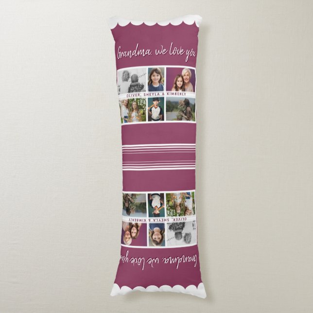 Grandma we love you Grandchildren 6 Photo Collage Body Pillow (Front Vertical)