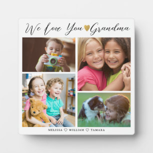 Grandma We Love You Grandkids 4 Photo Collage Plaque