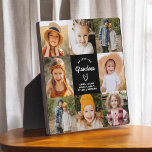 Grandma We Love You Heart Modern Photo Collage Plaque<br><div class="desc">The Grandma We Love You Heart Modern Photo Collage Plaque is a touching and personalized gift that showcases your love for your grandmother. This beautifully designed plaque features a heart-shaped photo collage, allowing you to add your favorite family pictures in a modern and stylish layout. The heartfelt "We Love You,...</div>