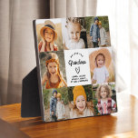 Grandma We Love You Heart Modern Photo Collage Plaque<br><div class="desc">The Grandma We Love You Heart Modern Photo Collage Plaque is a touching and personalized gift that showcases your love for your grandmother. This beautifully designed plaque features a heart-shaped photo collage, allowing you to add your favorite family pictures in a modern and stylish layout. The heartfelt "We Love You,...</div>