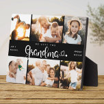 Grandma We Love you Hearts Modern 6 Photo Collage Plaque<br><div class="desc">We love you Grandma! Cute, modern custom family photo collage plaque to show grandma how much she's loved. We love this hand lettered script design with heart flourishes, making this a heartfelt keepsake gift for a beloved grandparent. Personalize with 12 favorite pictures and your personal message and names. Available in...</div>