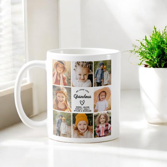 Grandma We Love you Hearts Modern Photo Collage  Coffee Mug (Creator Uploaded)