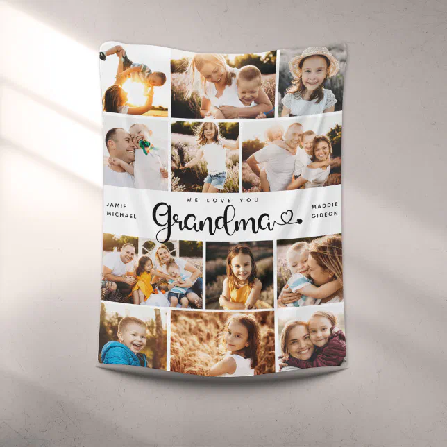 Geburtstagskarte Für Oma – Mit Hai-Motiv Und „Grandma, We Love You“, A6, Weiß-grau-rosa