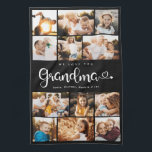 Grandma We Love you Hearts Modern Photo Collage Kitchen Towel<br><div class="desc">We love you Grandma! Cute, modern custom family photo collage kitchen towel to show grandma how much she's loved. We love this hand lettered script design with heart flourishes, making this a heartfelt keepsake gift for a beloved grandparent. Personalize with 12 favorite pictures and your personal message and names. Available...</div>