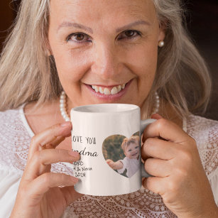 Grandma We Love You Personalized Photos Hearts Coffee Mug