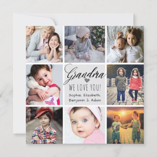 Grandma We Love You Photo Collage Holiday Card