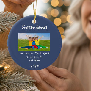 Grandma We Love You This Much Photo Christmas Gift Ceramic Ornament