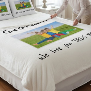 Grandma We Love You This Much Photo Christmas Gift Fleece Blanket