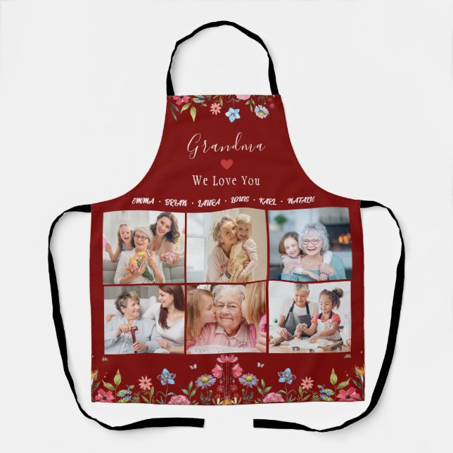 GRANDMA WE LOVE YOU Your Name Photo Collage Aprons (Front)