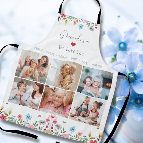 GRANDMA WE LOVE YOU Your Name Photo Collage Aprons