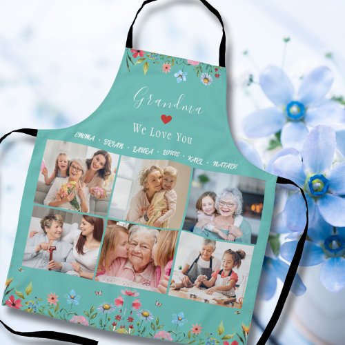 GRANDMA WE LOVE YOU Your Name Photo Collage Aprons
