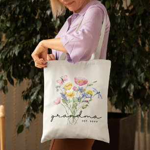 Grandma Wildflower Elegant Minimalist Tote Bag