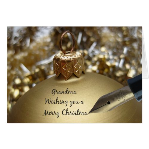 Grandma wishing you merry christmas pen on golden