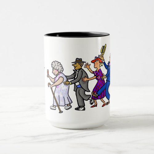 Grandma with Cane  Leading Conga Line Mug