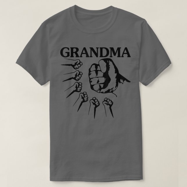 GRANDMA With Grandkids Hand To Hands Fist Pump  T-Shirt (Design Front)
