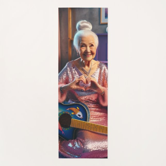Grandma with Heart Hands Yoga Mat (Front)