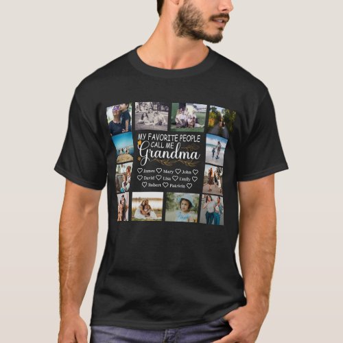 Grandma with names and 12 photos of the grandkids T_Shirt