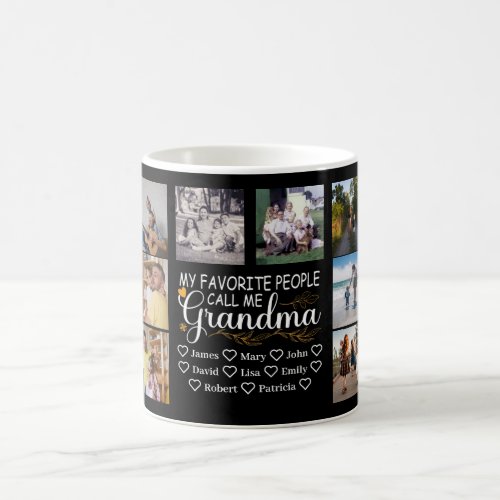 Grandma with names and 14 photos of the grandkids coffee mug