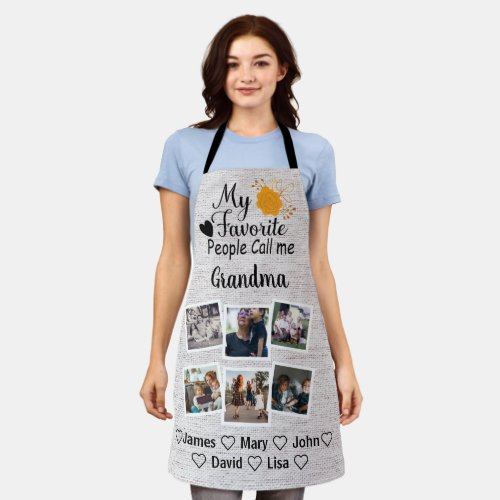 Grandma with names and photos of the grandkids apron