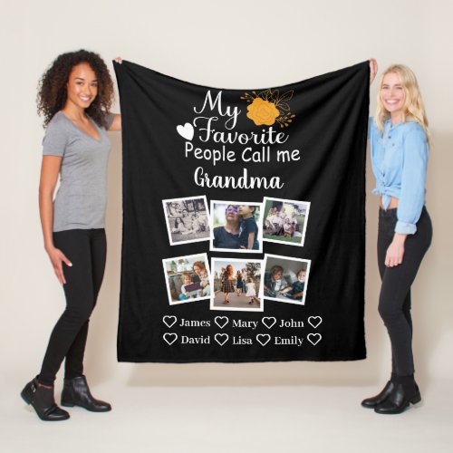 Grandma with names and photos of the grandkids fleece blanket