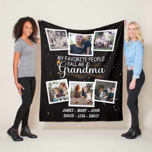 Grandma with names and photos of the grandkids fleece blanket