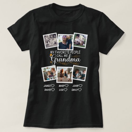 Grandma with names and photos of the grandkids T_Shirt