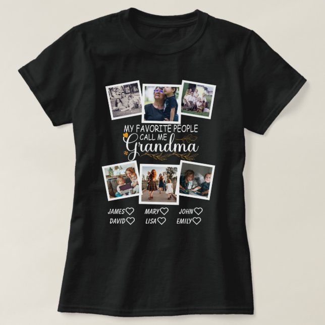 Grandma with names and photos of the grandkids T-Shirt (Design Front)