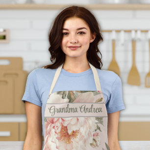 Grandma Women's Cooking Baking Watercolor Floral Apron