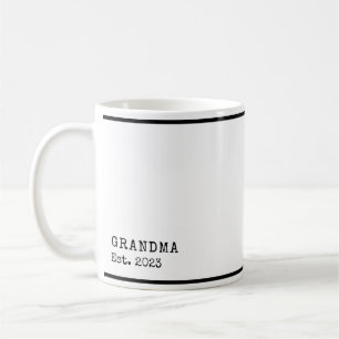 Grandma Year Est Simple Black and White Typewriter Coffee Mug