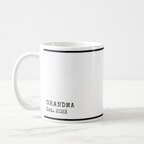 Grandma Year Est Simple Black and White Typewriter Coffee Mug