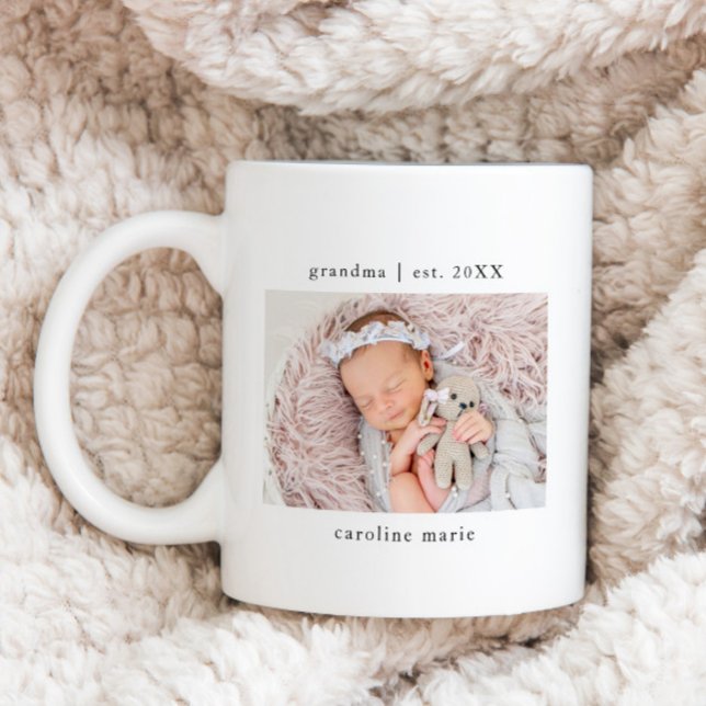 Grandma Year Established Baby Photo Coffee Mug (Creator Uploaded)