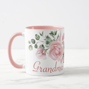 Grandma Year Established Custom Pink Roses  Mug