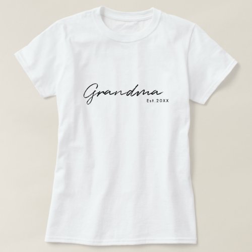 Grandma  Year Established EST Modern Stylish Cute T_Shirt