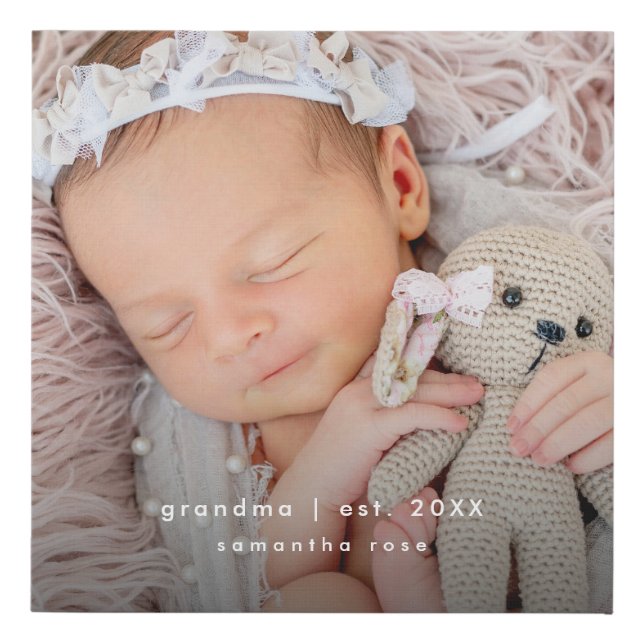 Grandma Year Established Keepsake Photo Faux Canvas Print (Front)