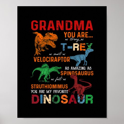 Grandma You Are As Strong As T Rex Funny Dinosaur Poster