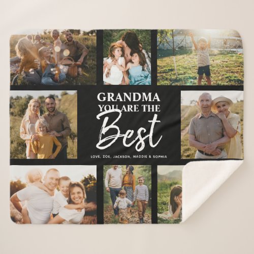 Grandma You are the Best Modern Photo Collage Sherpa Blanket