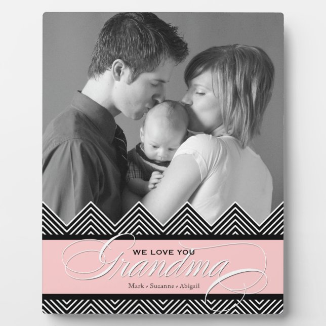 Grandma Zig Zag Chevron Modern Personalized Photo Plaque (Front)