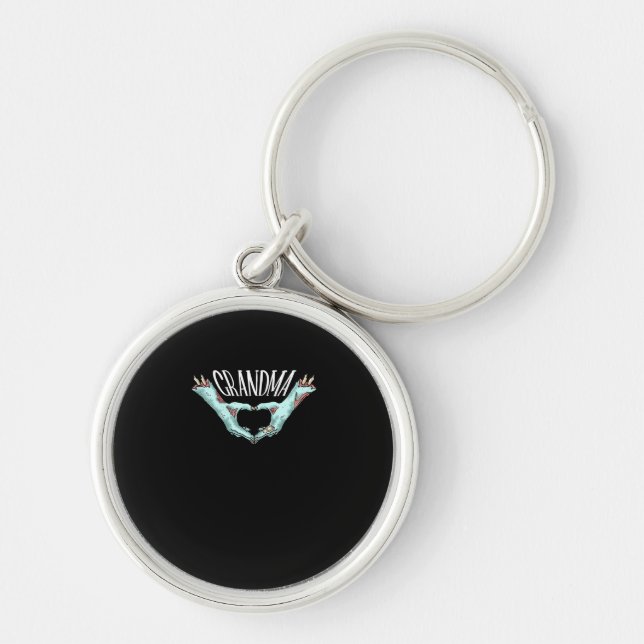 Grandma Zombie Hand Heart Halloween Costume Family Keychain (Front)